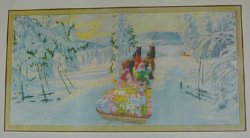 Julbonad: Julklappssläde-häst, rosa paket Anders Olsson