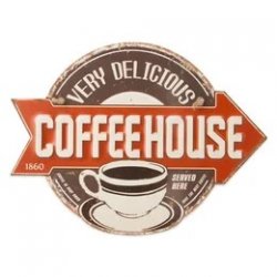metallskylt, plåtskylt, skylt, nostalgi, coffee house,