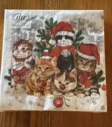 servett, julservett, katt, katter, jul. nostalgi