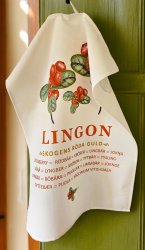 lingon, handduk, nostalgi, kökshandduk