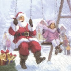 servett, swing, jul. jultomte, barn. gungar