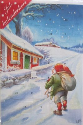 Glitter Julkort - Adventskalender av Lars Carlsson Tomten med säck