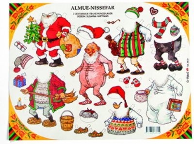 Jul: Klippdocka Tomtemor och Tomtefar = 2 ark 