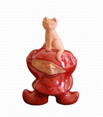 Nittsjö keramik: Tomtenisse med katt på