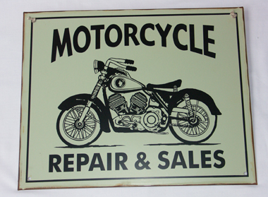 Plåtskylt: Motorcycle repair sales