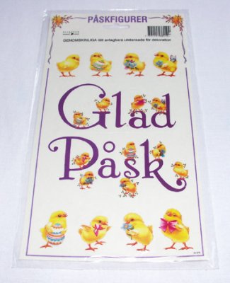Stickers: Självhäftande påskmotiv Glad Påsk med kycklingar