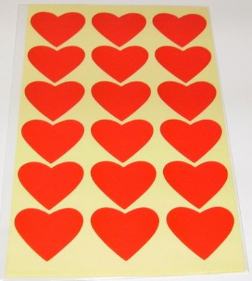 Klisterark: Röda hjärtan 3 cm / 2 ark
