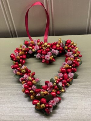 lingon hjärta, frostbitna lingon , pynta, julpynt, hjärta