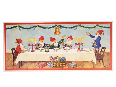 Julbonad, Jenny Nyström, tomtar. grötfrukost . julklappar