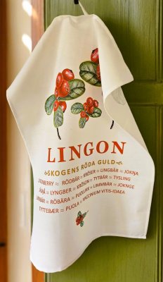 lingon, handduk, nostalgi, kökshandduk