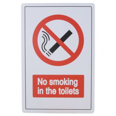 plåtskylt, no smoking, no smoking in the toilets