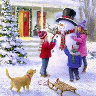 servett, julservett, snögubbe, barn,
